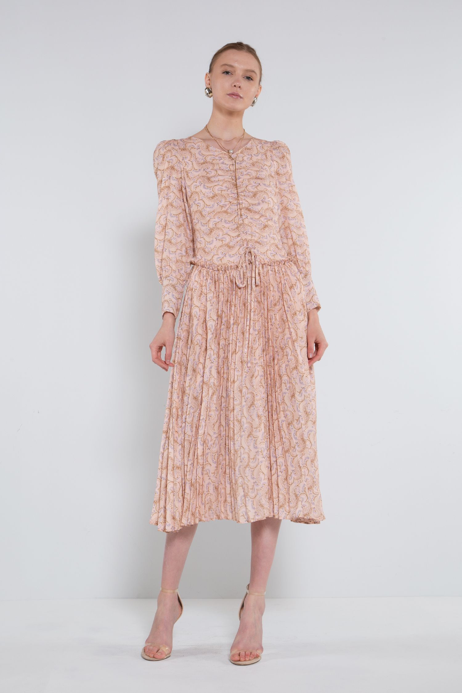Long Bishop Sleeve Midi Length Dress