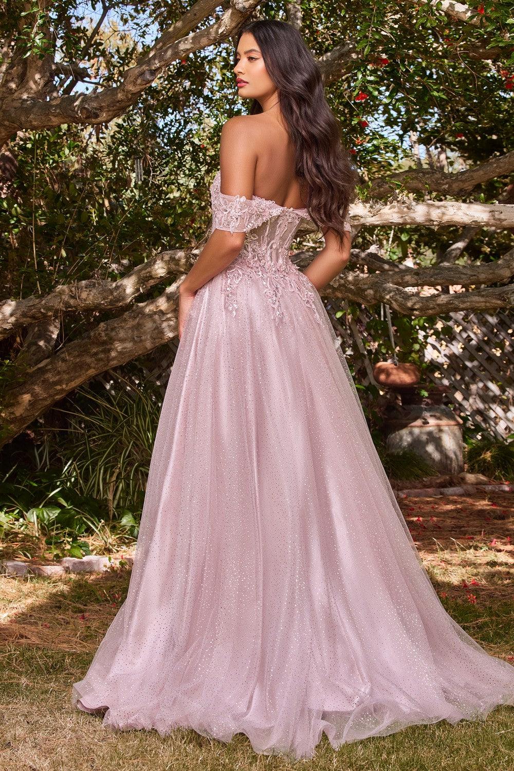 Off Shoulder Corset Long Prom Ball Gown Mauve