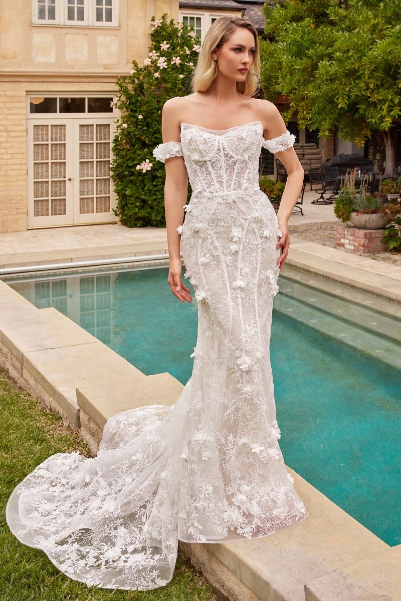 Off White Cinderella Divine CD861W Long Strapless Fitted