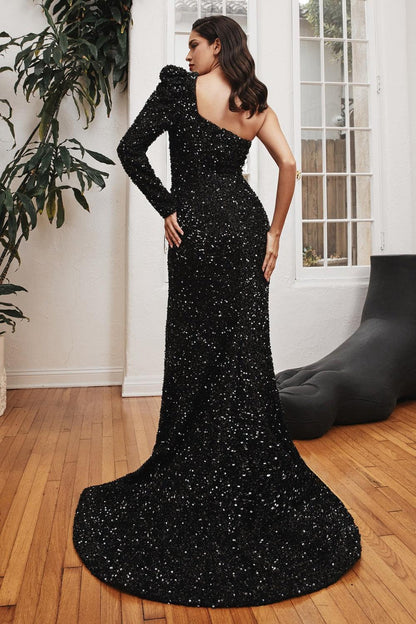 Cinderella Divine CD885 Long One Sleeve Evening Gown