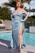 Prom Long Off Shoulder Gown Dusty Blue