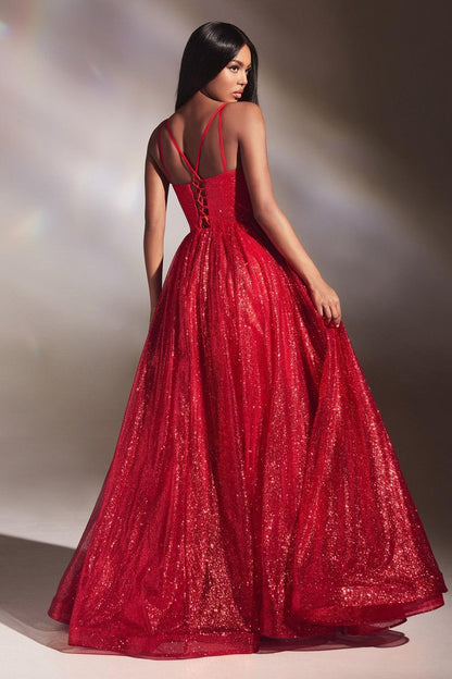 Prom Dresses Long Layered Glittered Ball Gown Red