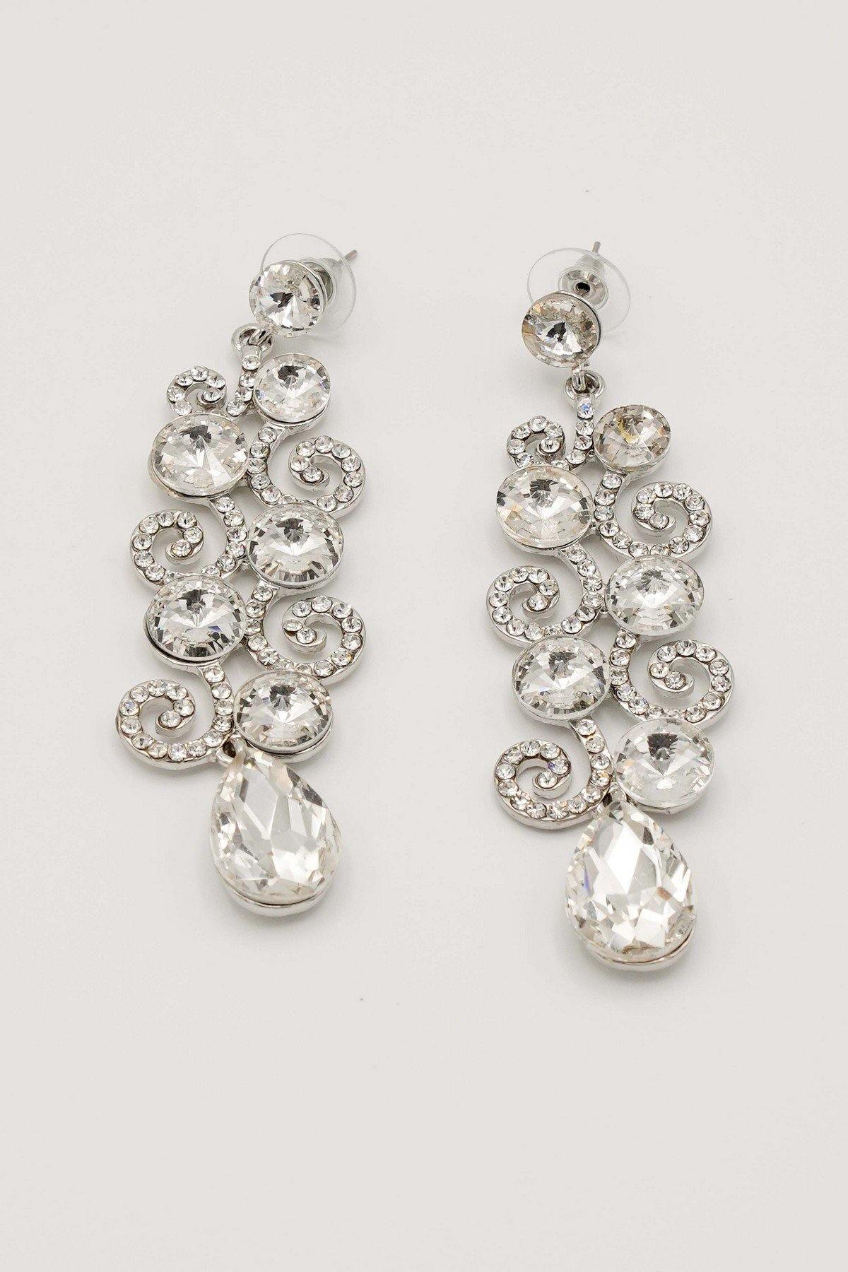 Chandelier Teardrop Bridal Rhinestone Earrings