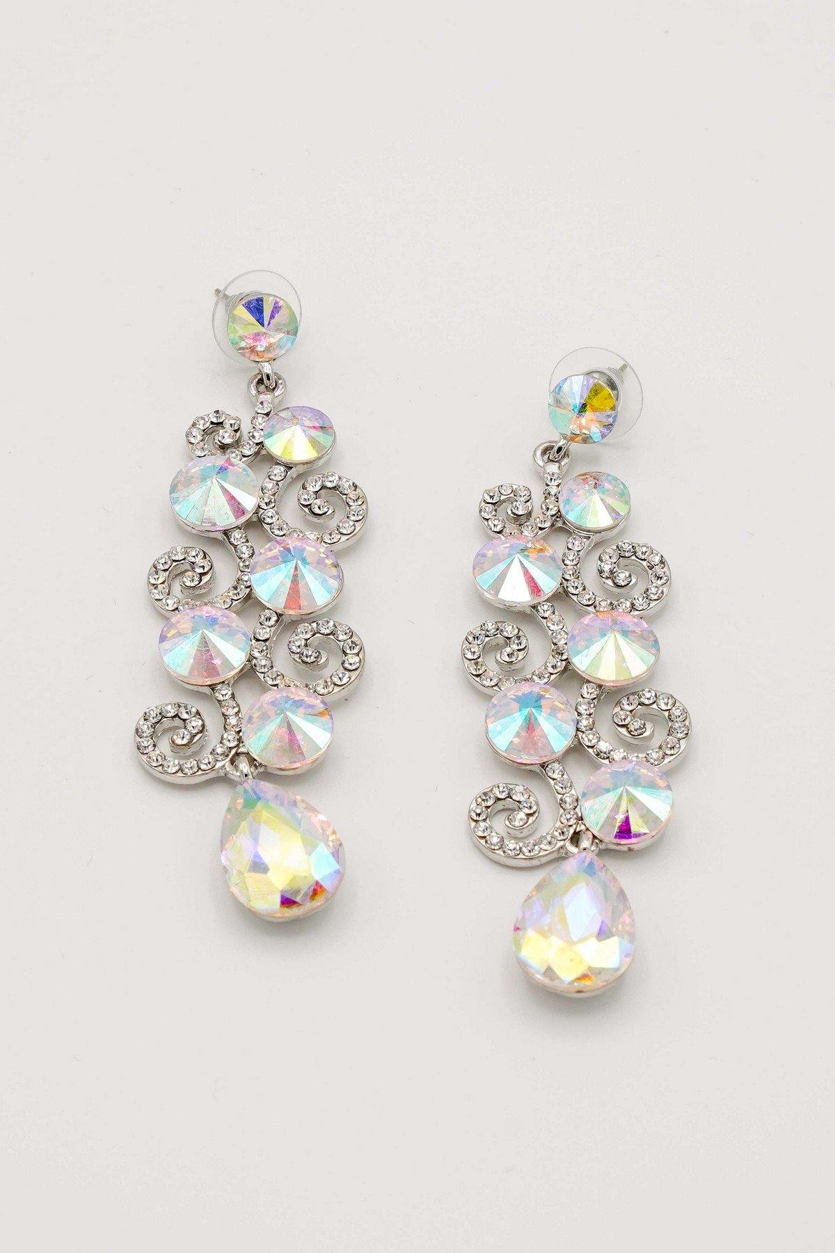 Chandelier Teardrop Bridal Rhinestone Earrings - The Dress Outlet