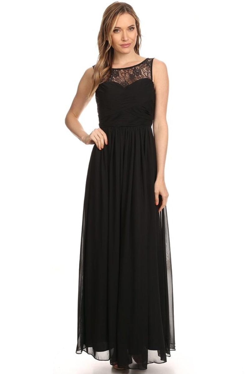 Chiffon Long Sleeveless Bridesmaid Dress