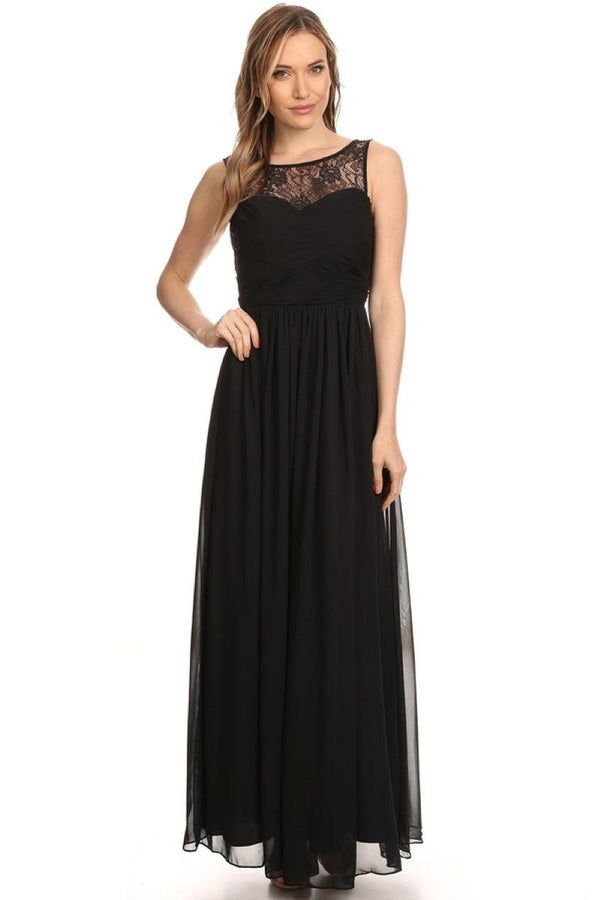 Chiffon Long Sleeveless Bridesmaid Dress