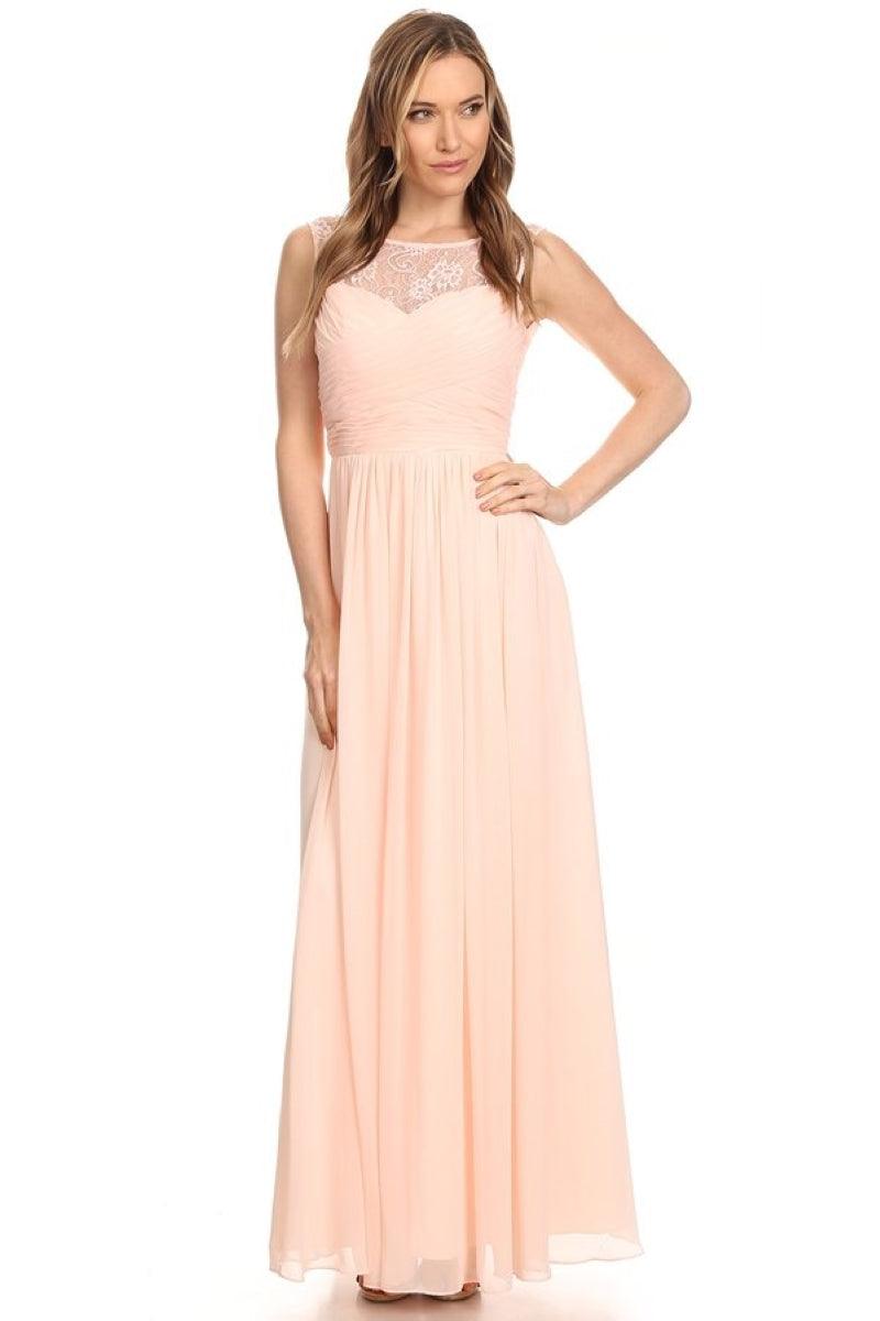Chiffon Long Sleeveless Bridesmaid Dress