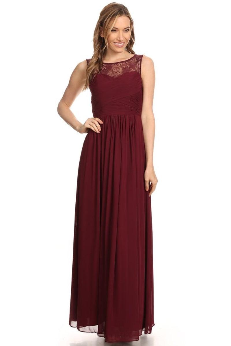 Chiffon Long Sleeveless Bridesmaid Dress