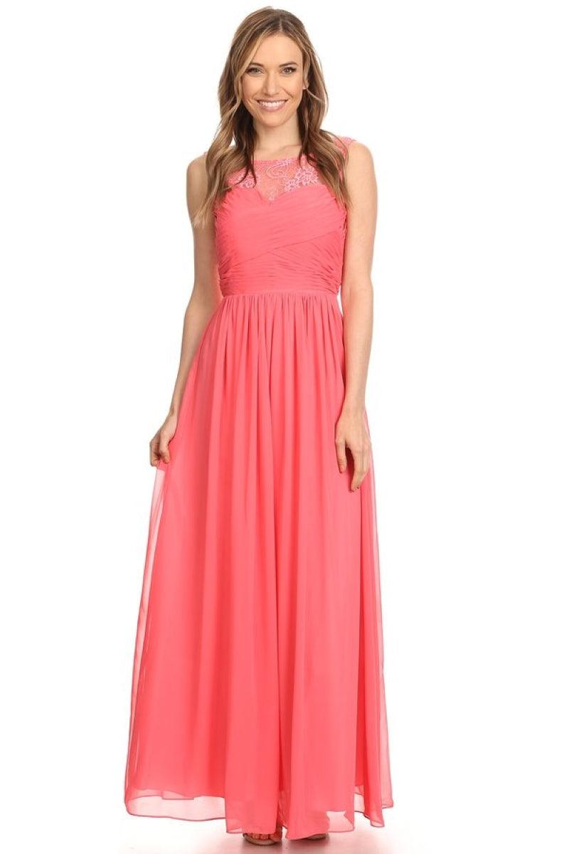 Chiffon Long Sleeveless Bridesmaid Dress