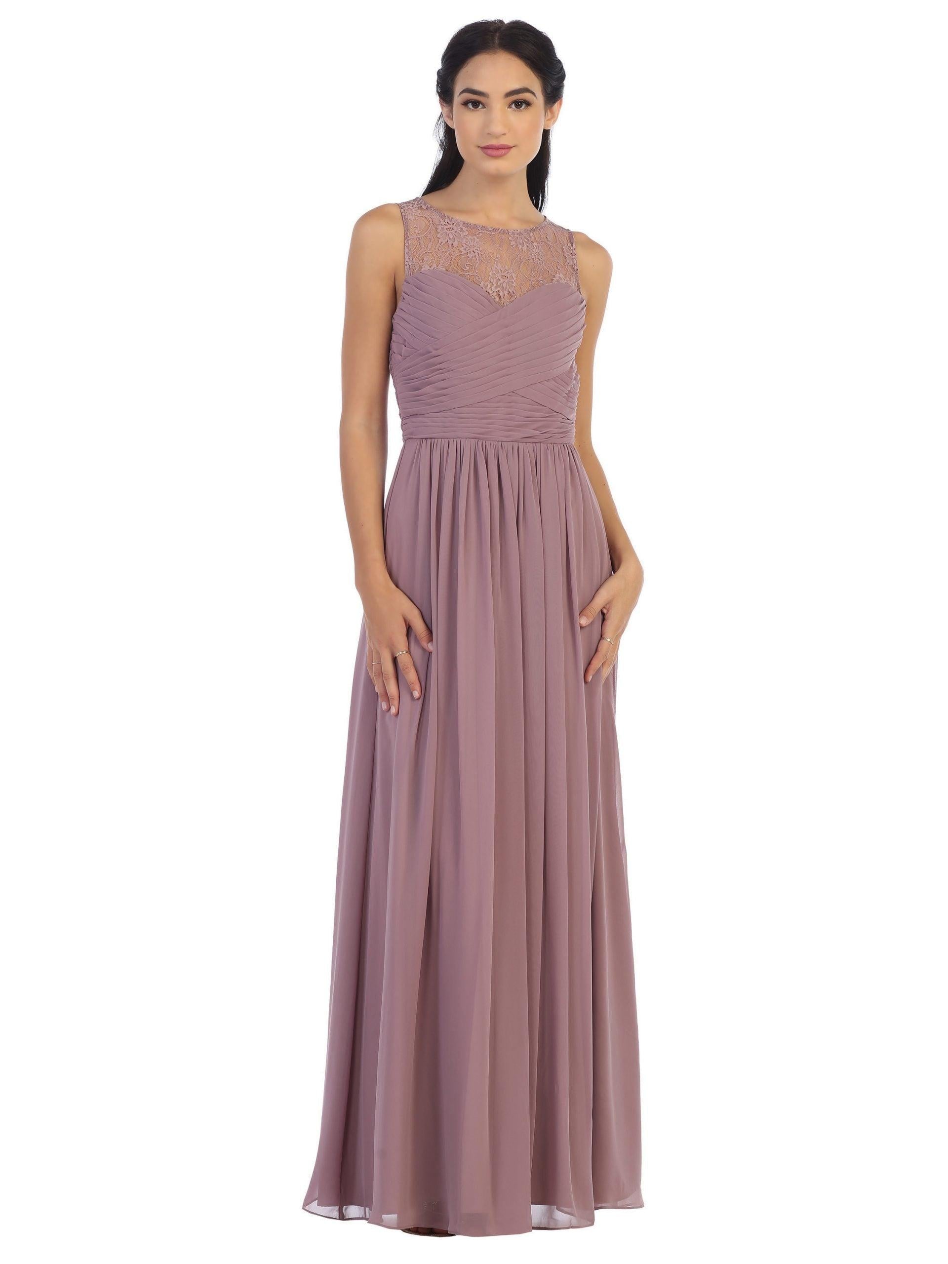 Chiffon Long Sleeveless Bridesmaid Dress - The Dress Outlet
