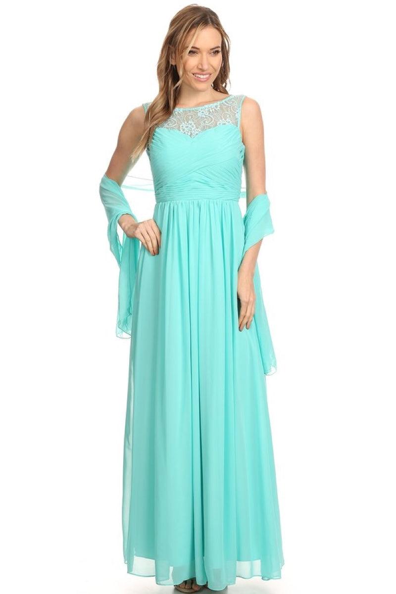 Chiffon Long Sleeveless Bridesmaid Dress