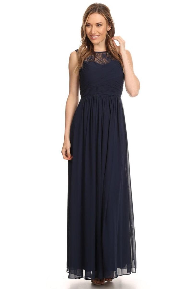 Chiffon Long Sleeveless Bridesmaid Dress