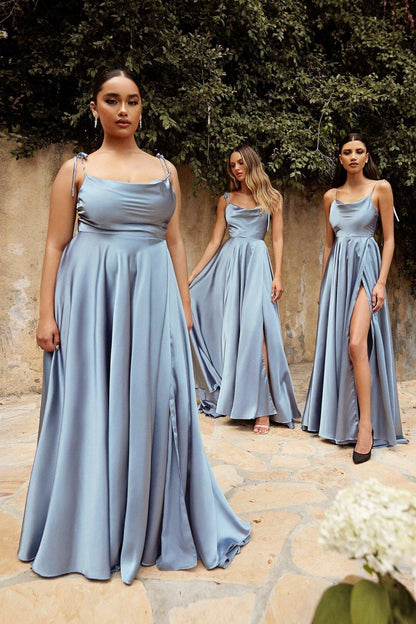 Sexy Formal Bridesmaids Prom Dress Dusty Blue