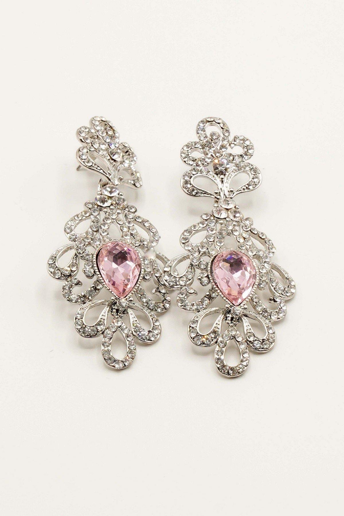 Clear Diamante Teardrop Rhinestone Earrings