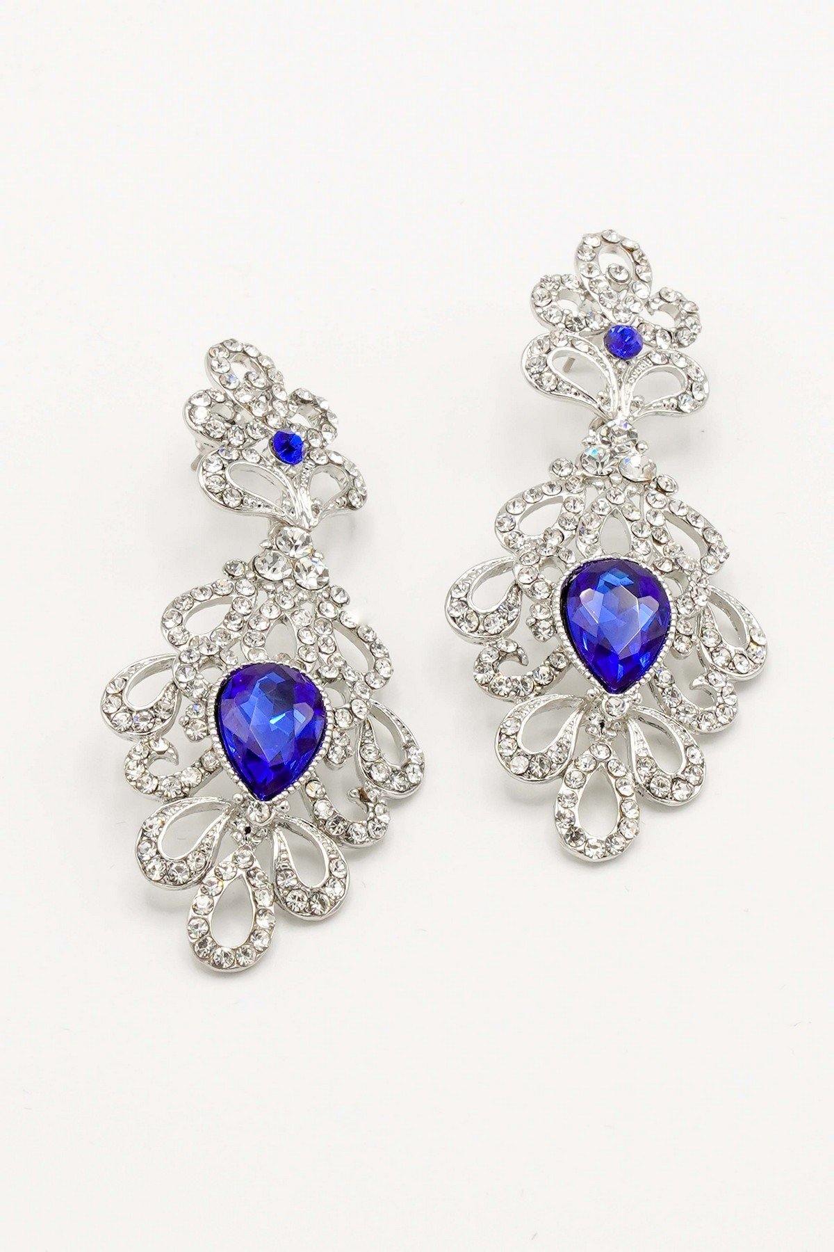 Clear Diamante Teardrop Rhinestone Earrings