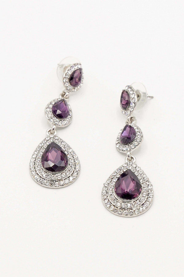 Clear Diamante Teardrop Rhinestone Earrings
