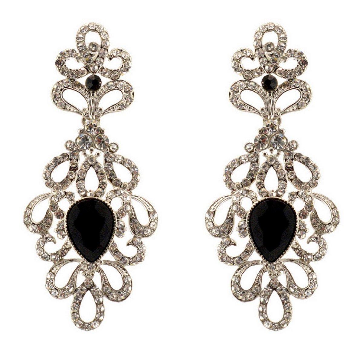 Clear Diamante Teardrop Rhinestone Earrings