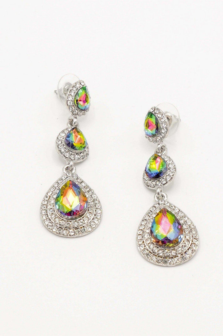 3 Teardrop Rhinestone Trim Earring