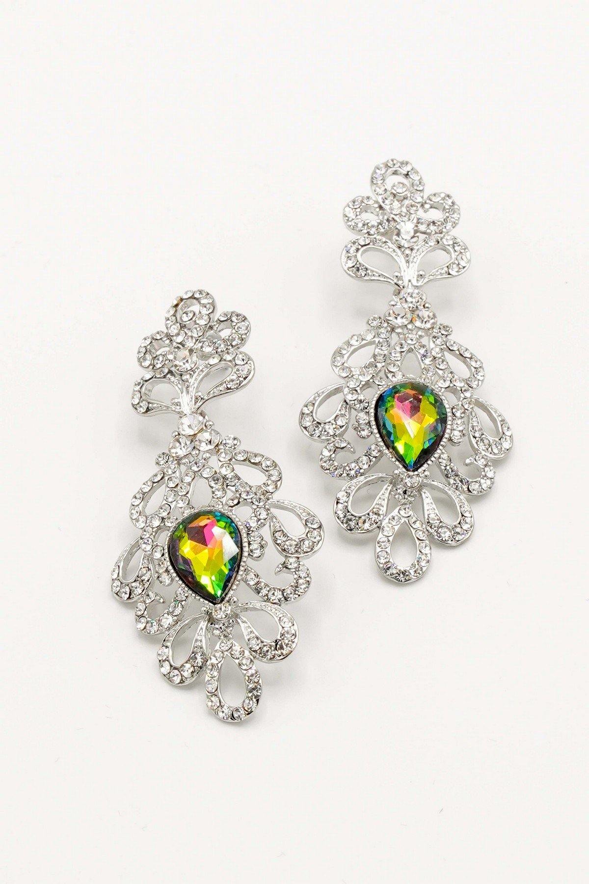 Clear Diamante Teardrop Rhinestone Earrings
