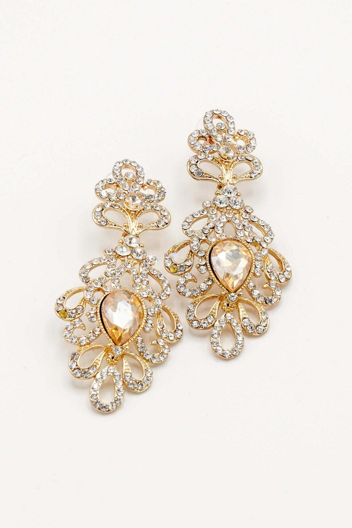 Clear Diamante Teardrop Rhinestone Earrings