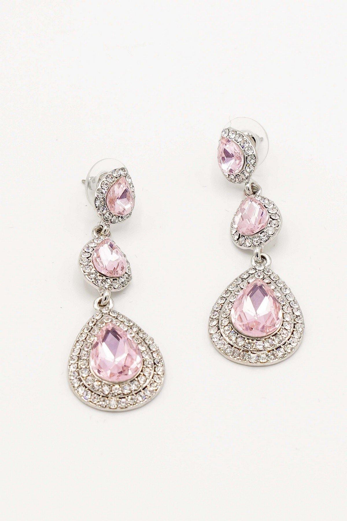 Clear Diamante Teardrop Rhinestone Earrings - The Dress Outlet