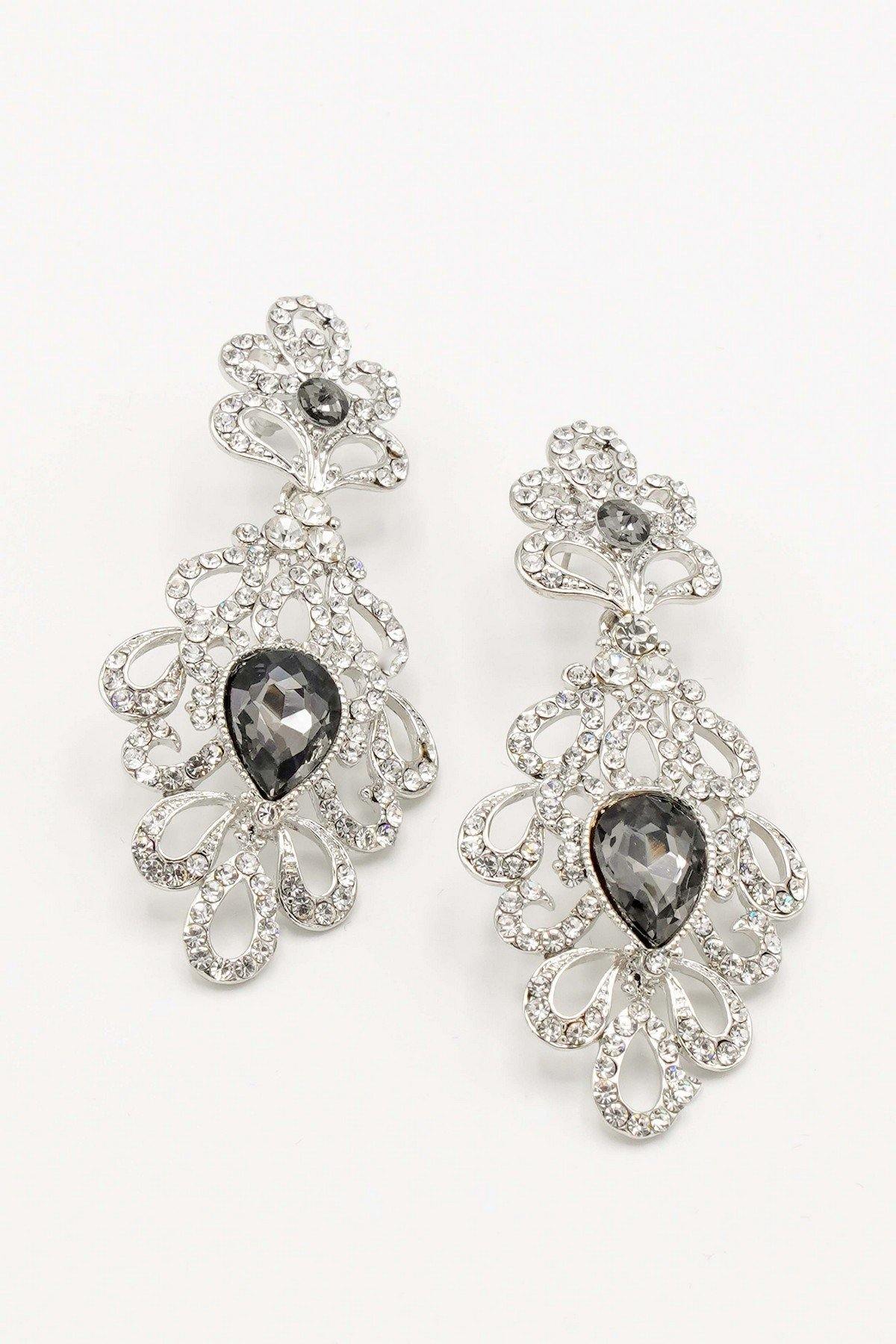 Clear Diamante Teardrop Rhinestone Earrings
