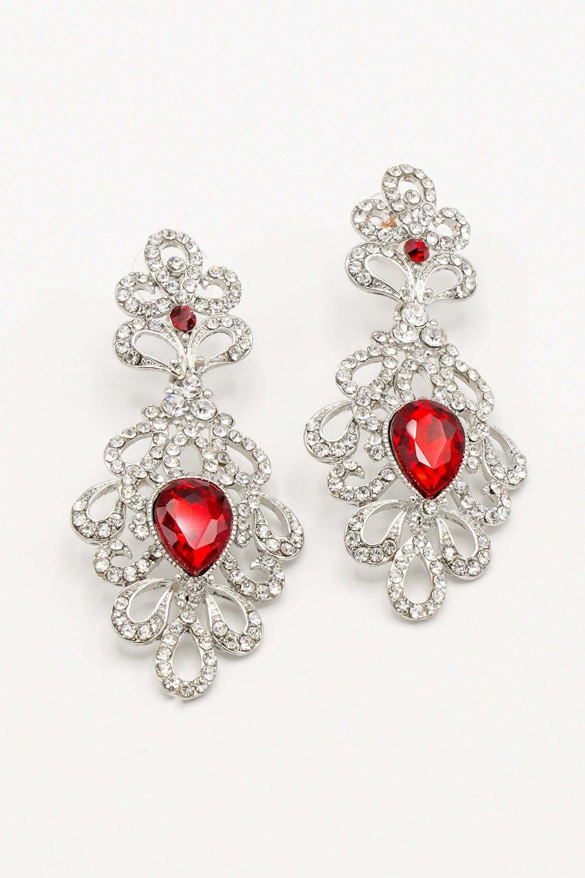 Clear Diamante Teardrop Rhinestone Earrings