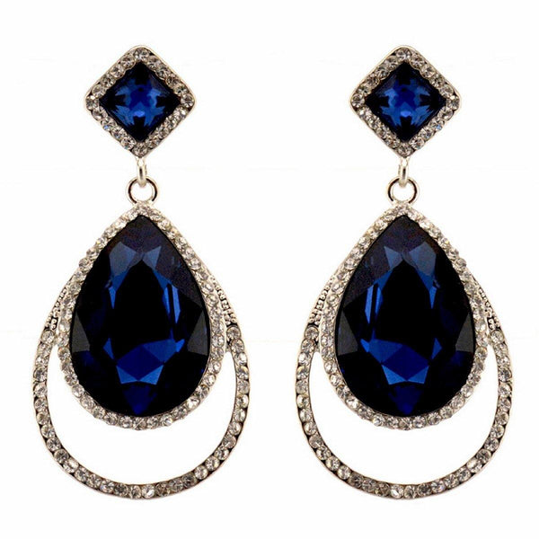 Clear Diamante Teardrop Shaped Rhinestone Earrings