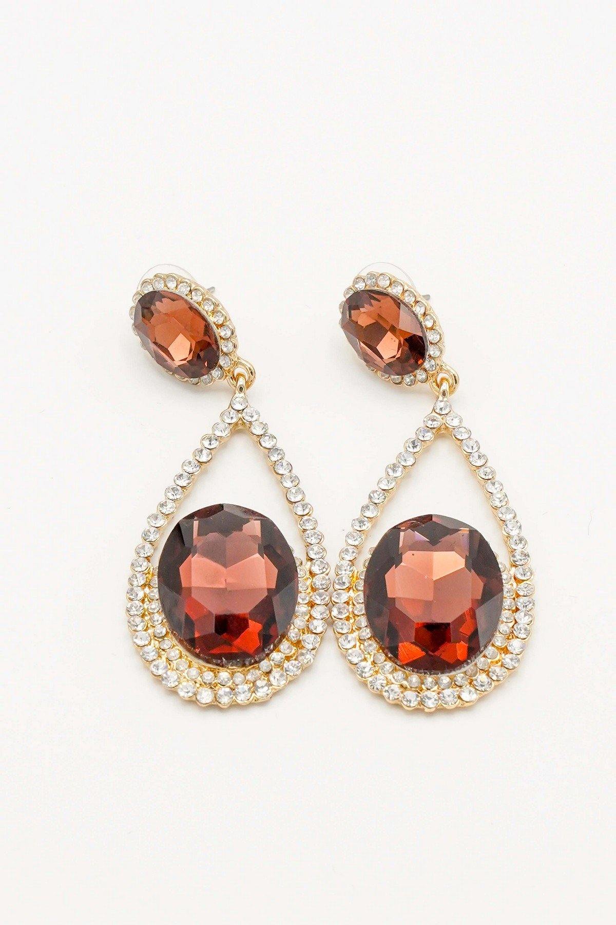 Cluster Teardrop Rhinestone Clear Diamante Earrings - The Dress Outlet