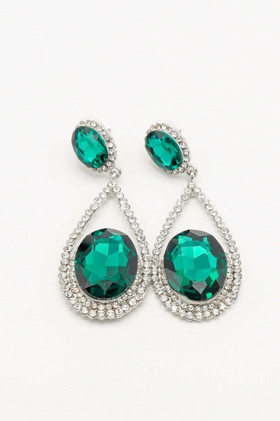 Denifery Rhinestone Earrings - Green Crystal Teardrop Cluster Dangle Earrings For Women
