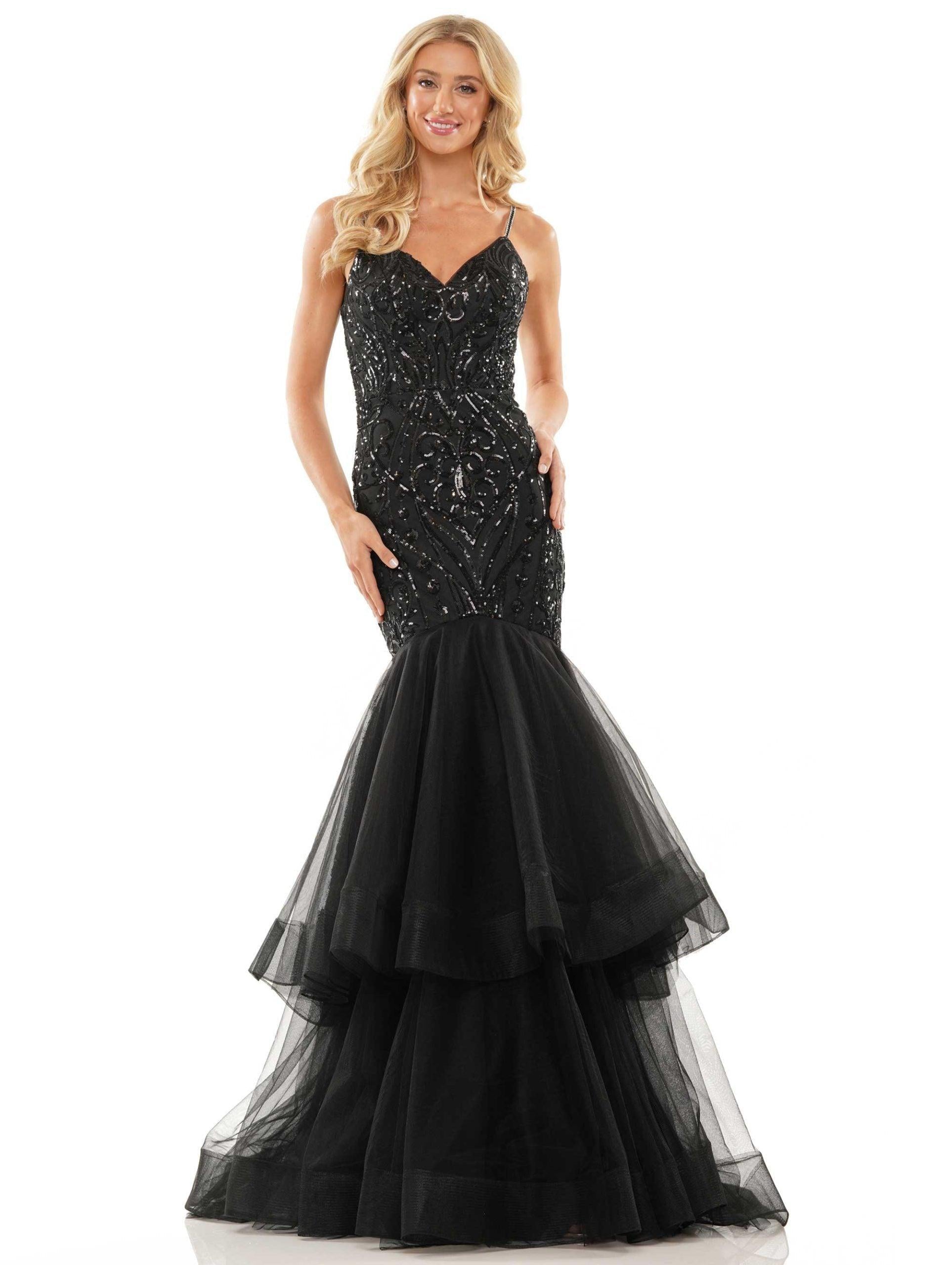 Hot Pink Colors 2978 Colors Fitted Long Evening Dress
