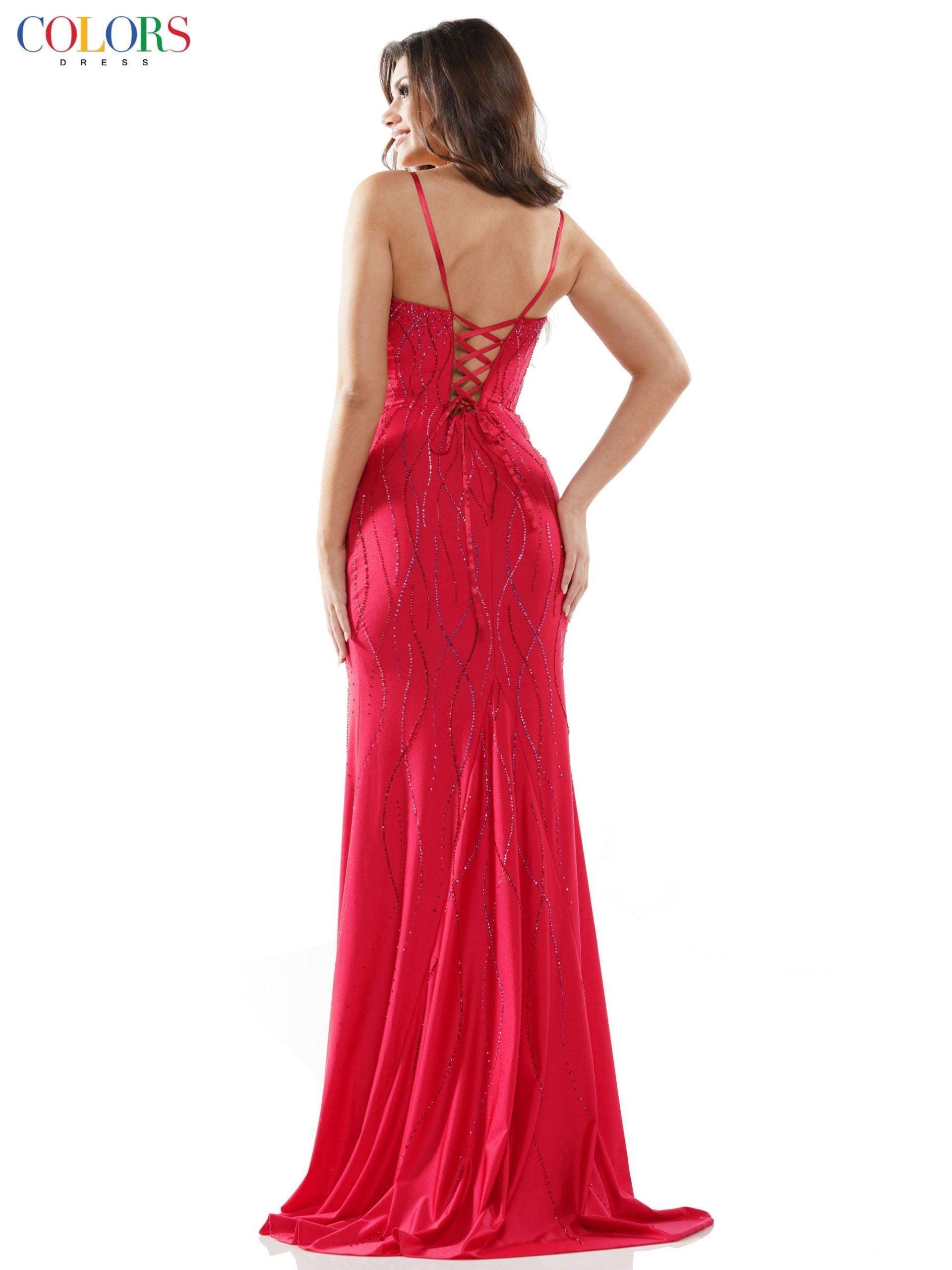 Colors Formal Long Spaghetti Strap Dress G1052 - The Dress Outlet