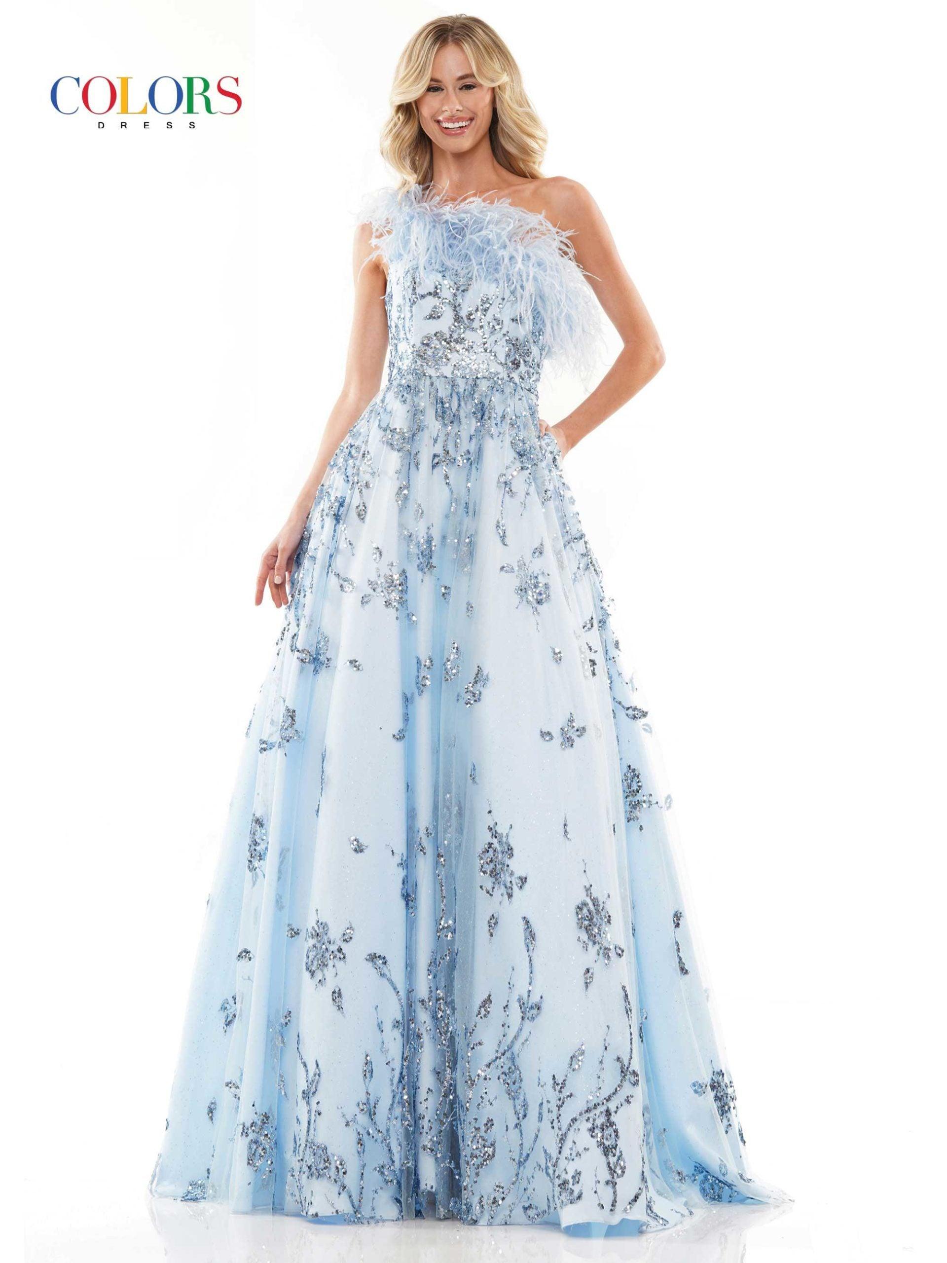 Colors Long A-Ling One Shoulder Prom Dress 2950 - The Dress Outlet