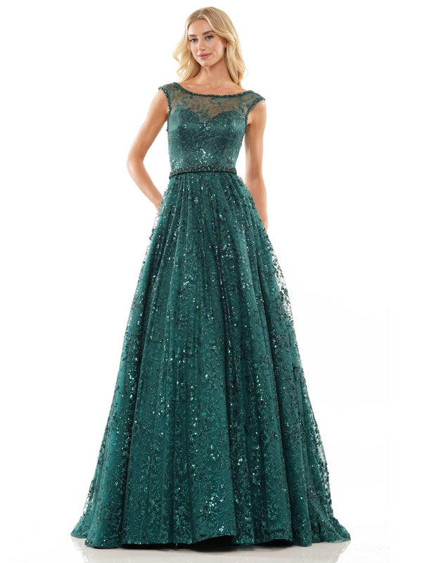 Colors 2980 Colors Long Cap Sleeve Evening Dress