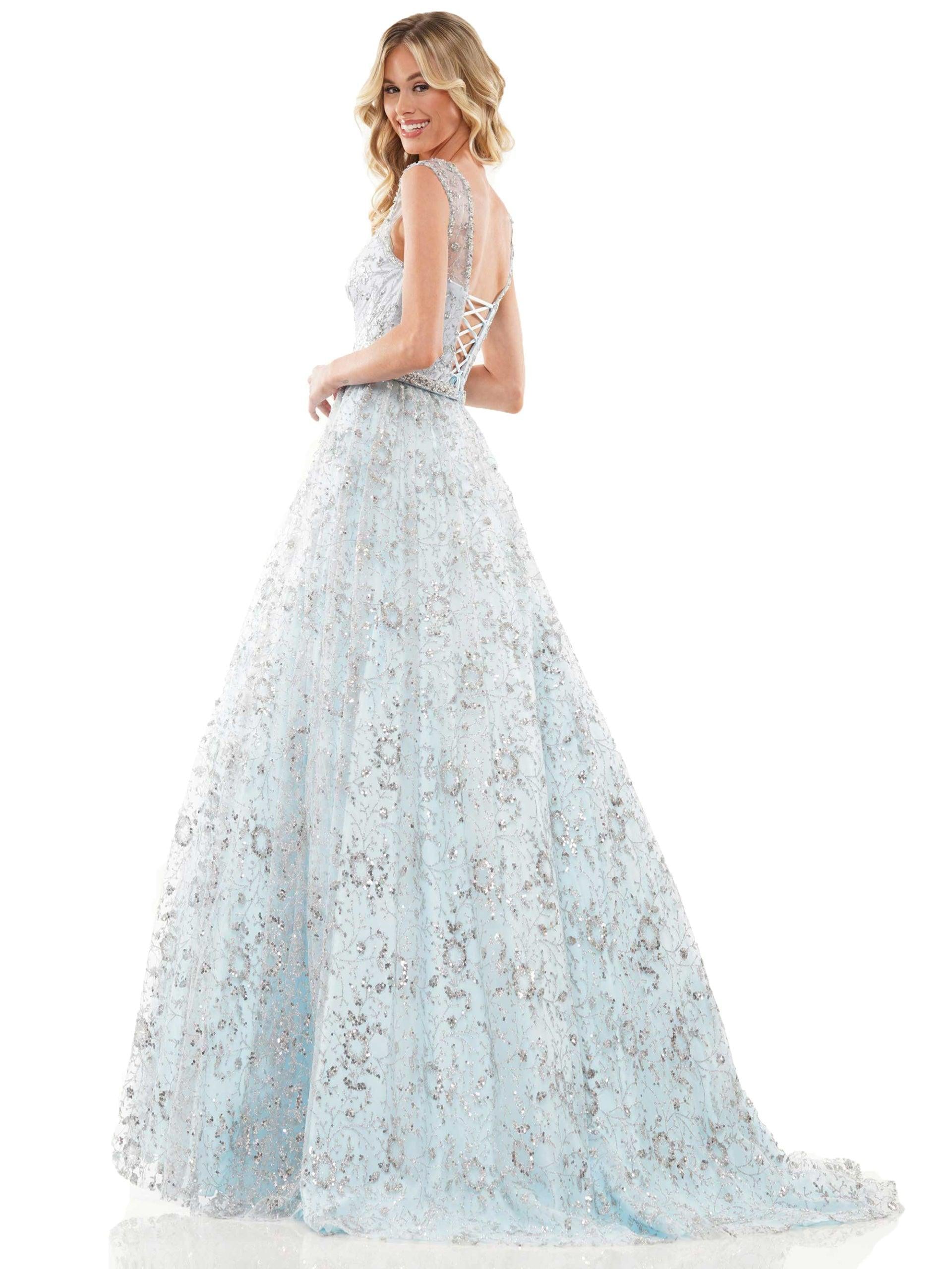 Colors Long Cap Sleeve Evening Dress 2980 - The Dress Outlet