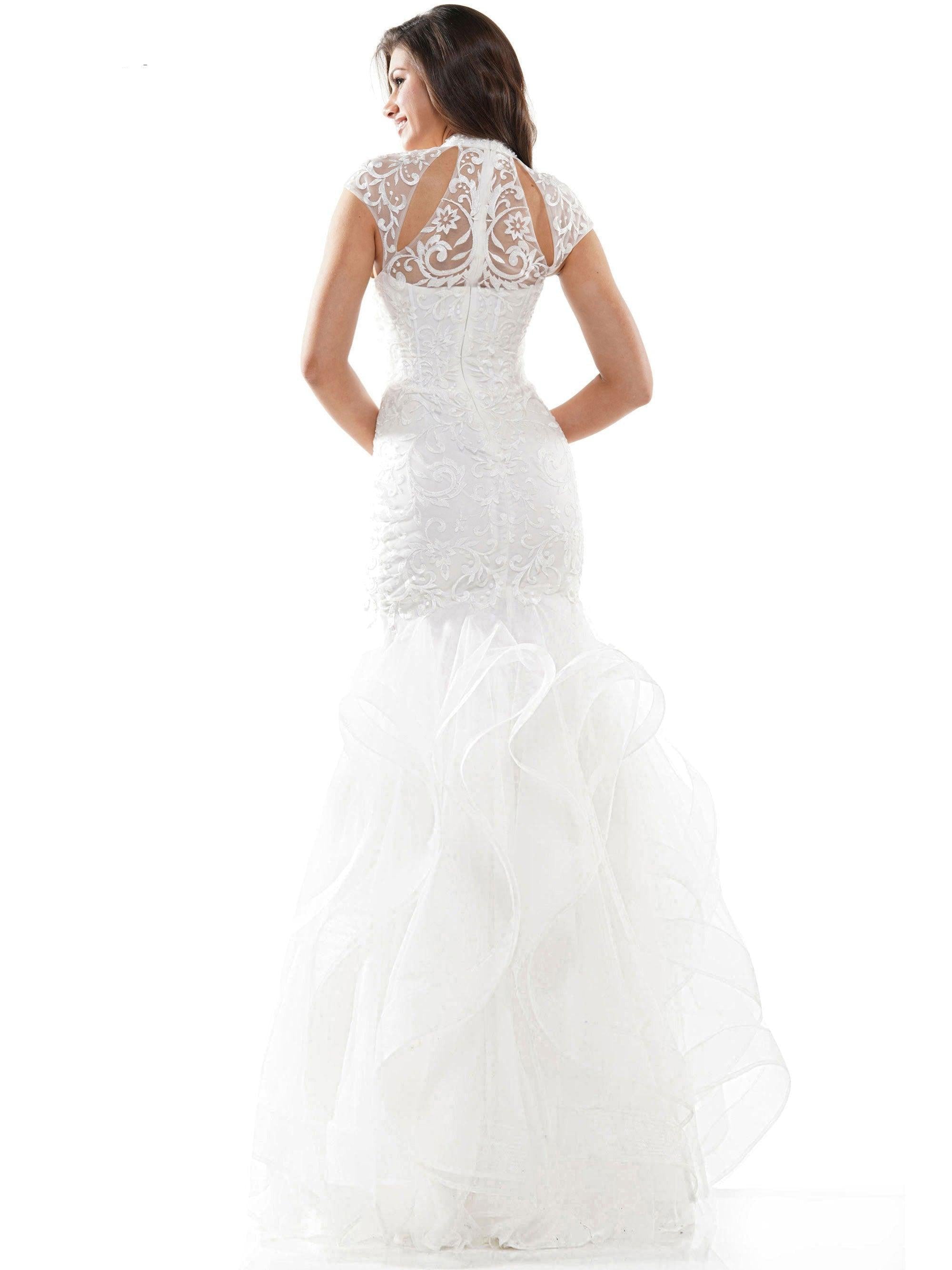 Colors Long Cap Sleeve Formal Mermaid Prom Gown 842 - The Dress Outlet