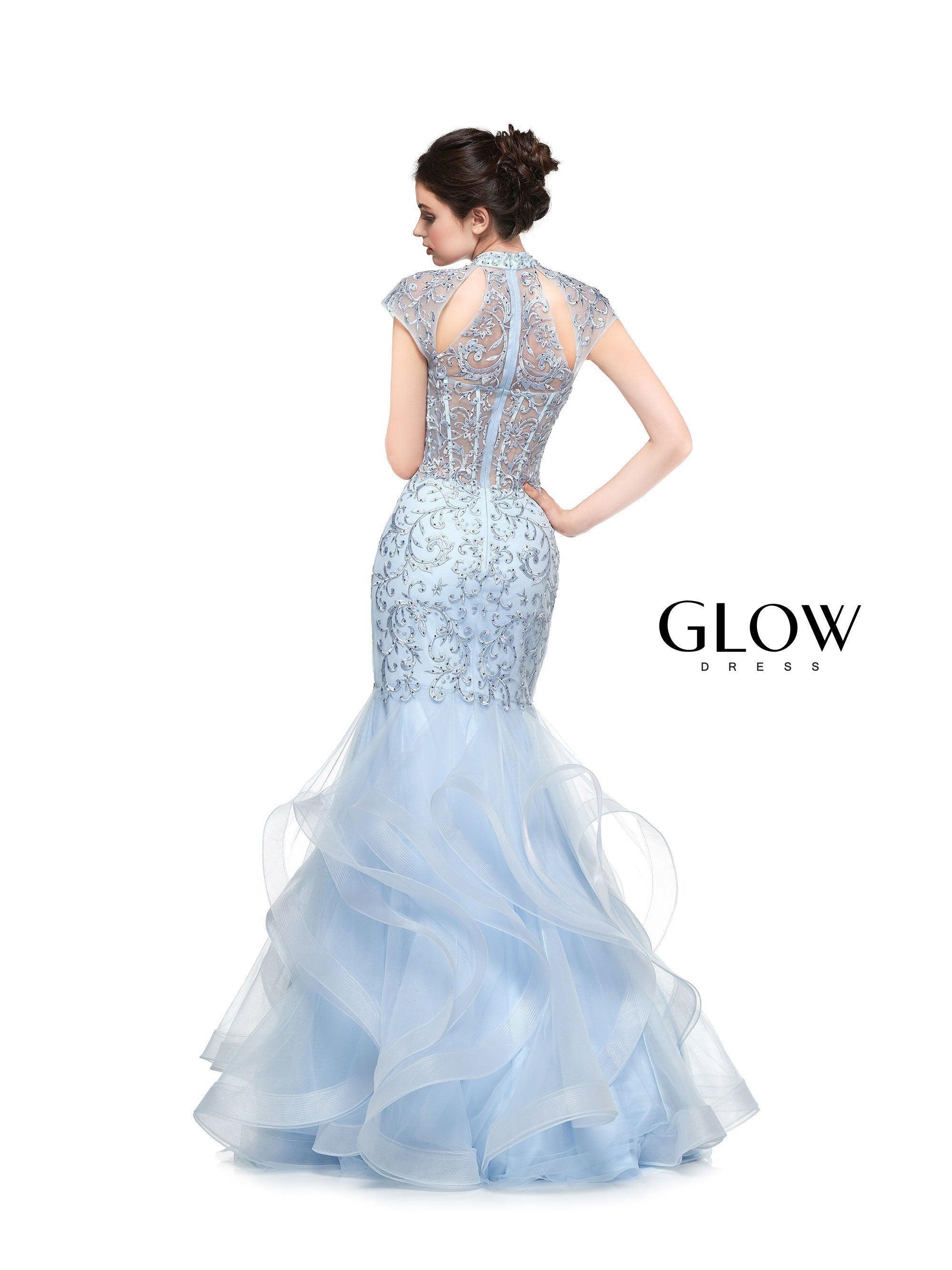 Colors Long Cap Sleeve Formal Mermaid Prom Gown Sale - The Dress Outlet