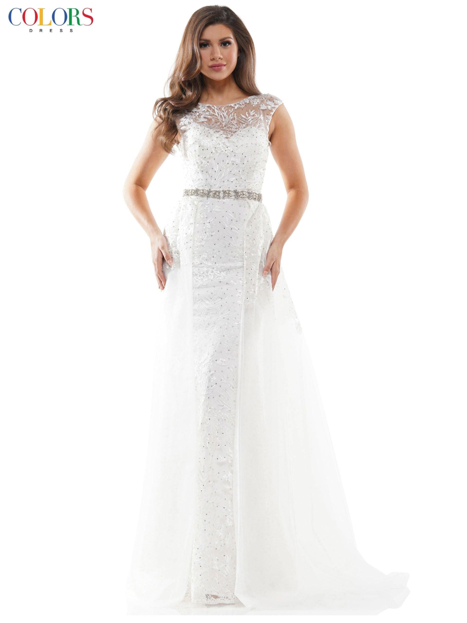 Colors 1830 Colors Long Cap Sleeve Formal Prom Dress
