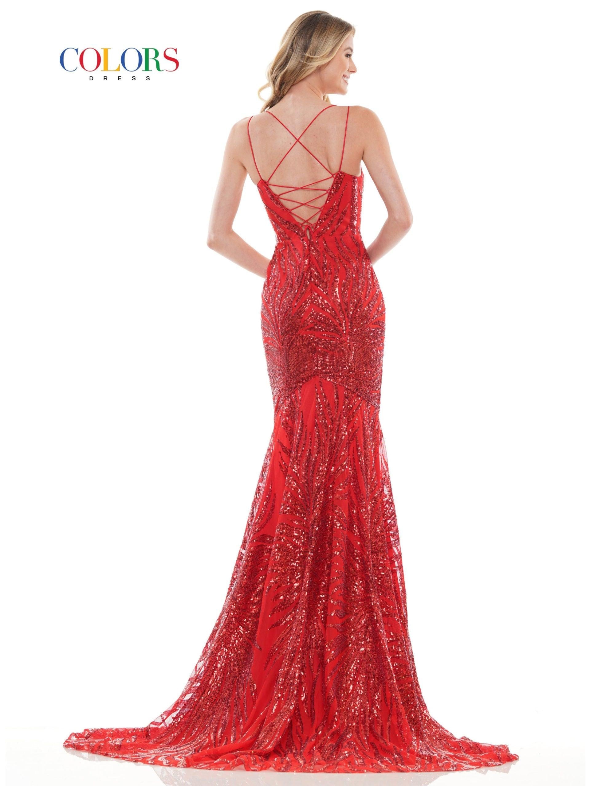 Red Colors 2743 Colors Long Formal Fitted Sequins Prom Dress