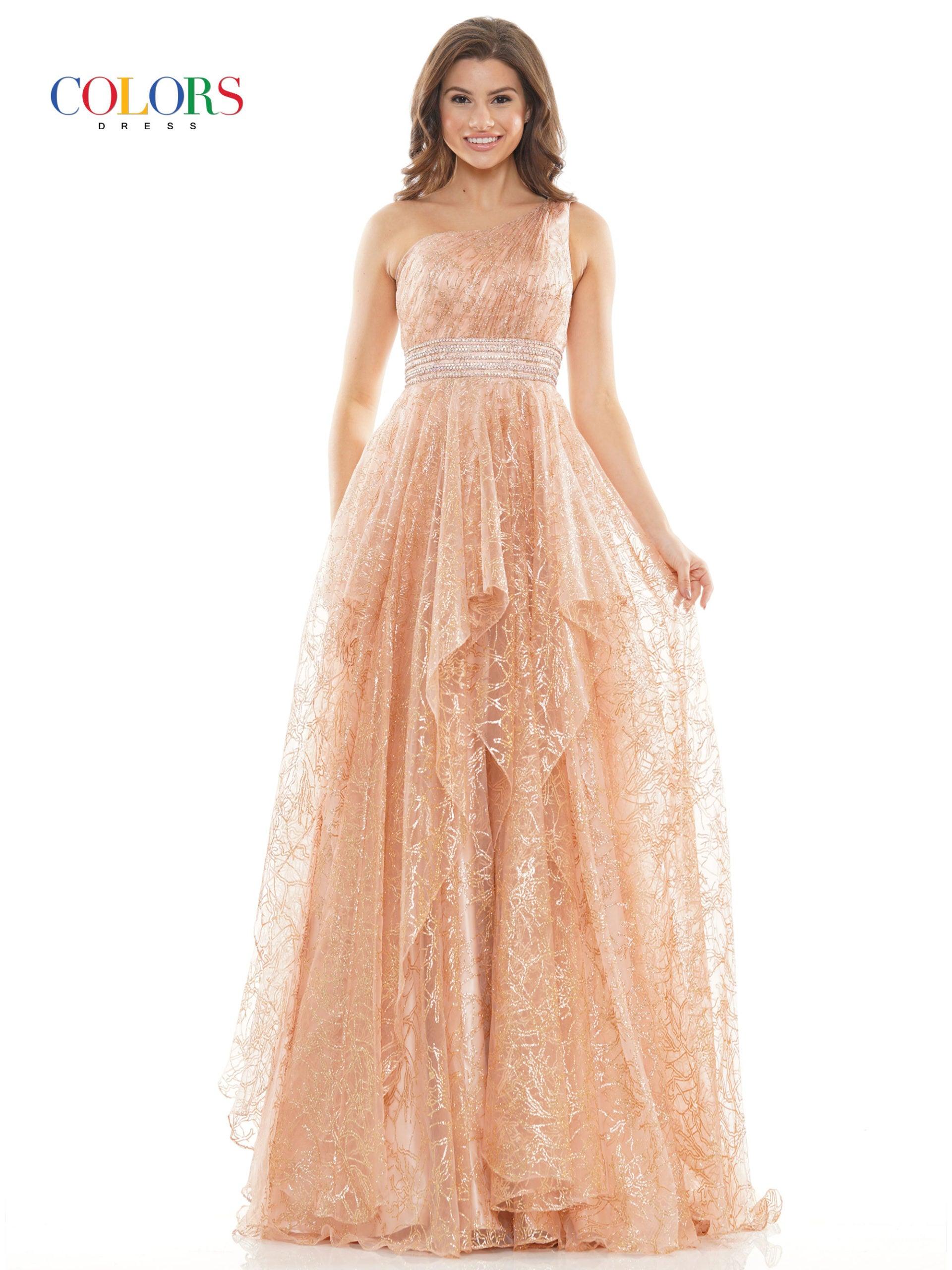 Colors 2650 Colors Long Formal Glitter Mesh Prom Dress