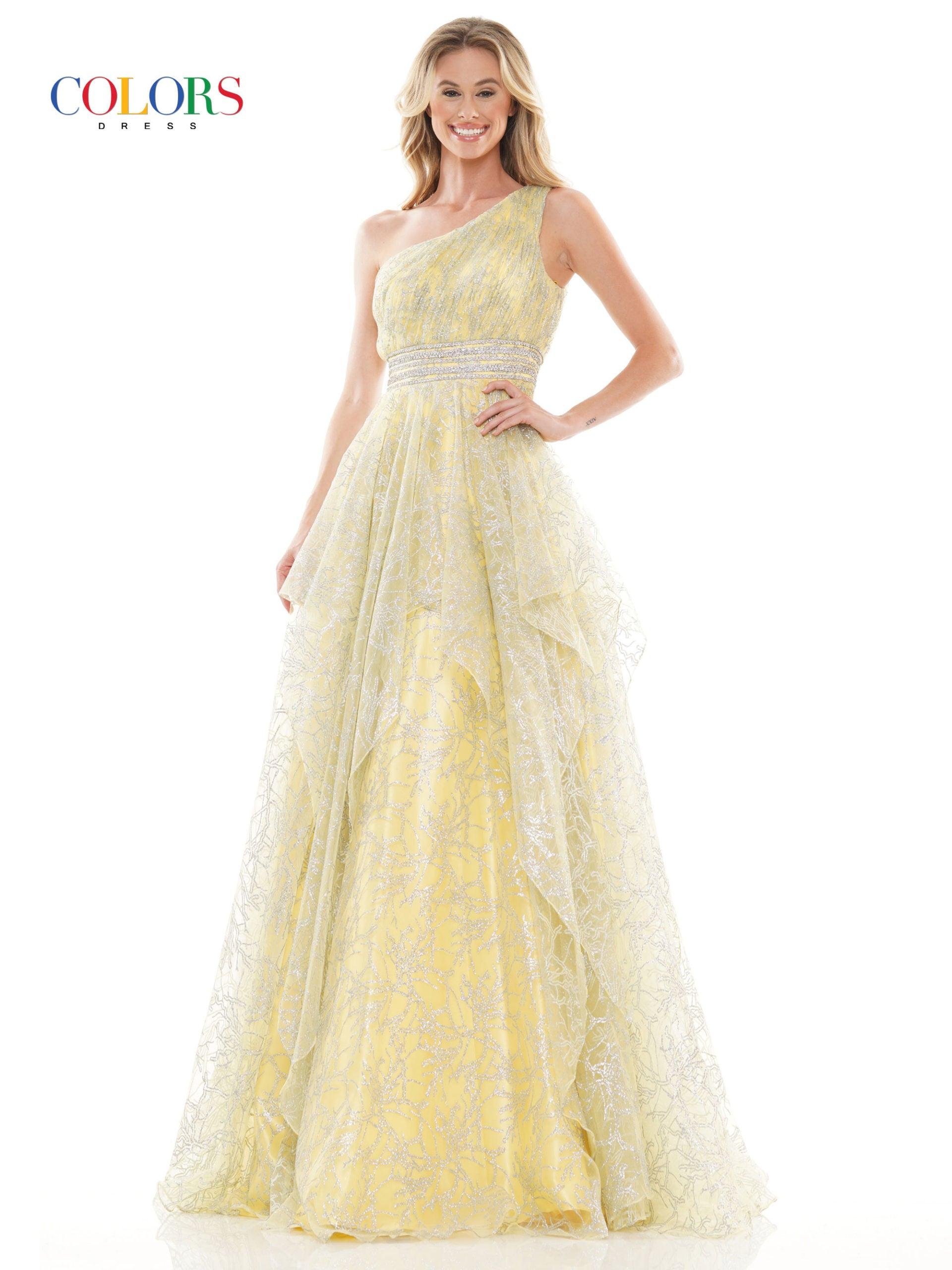 Colors 2650 Colors Long Formal Glitter Mesh Prom Dress