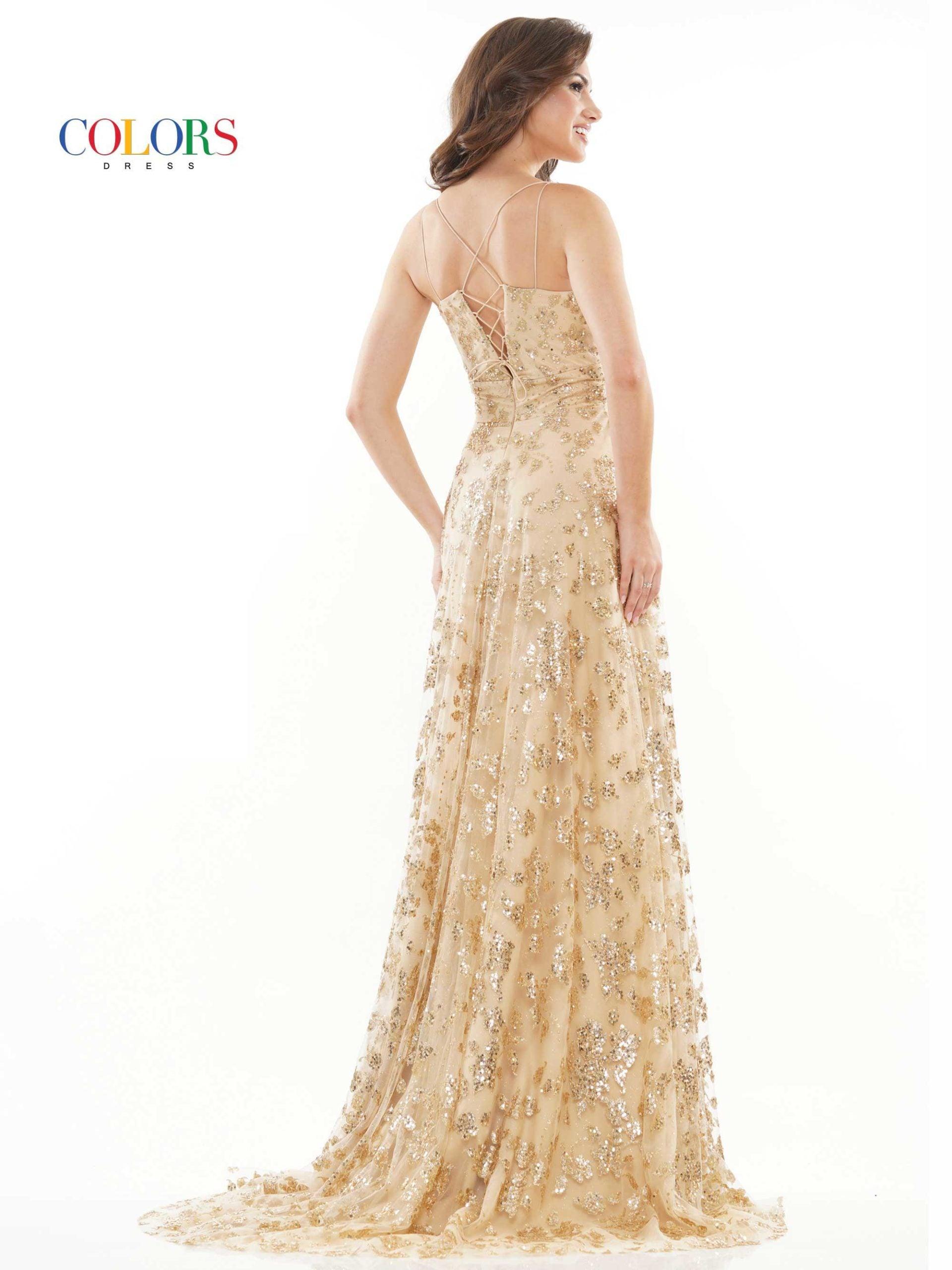 Colors 2742 Colors Long Formal Glitter Mesh Prom Dress