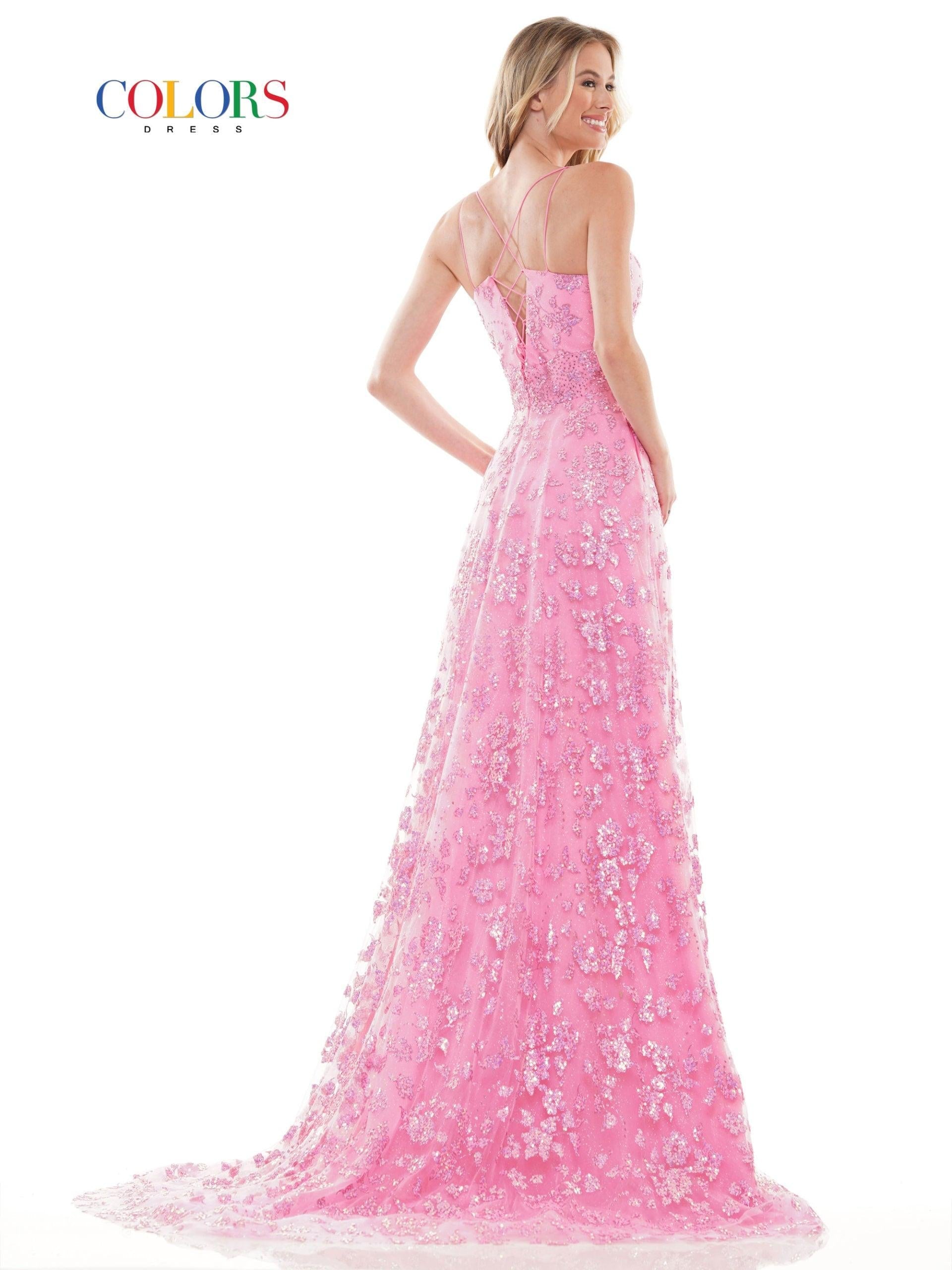 Colors 2742 Colors Long Formal Glitter Mesh Prom Dress