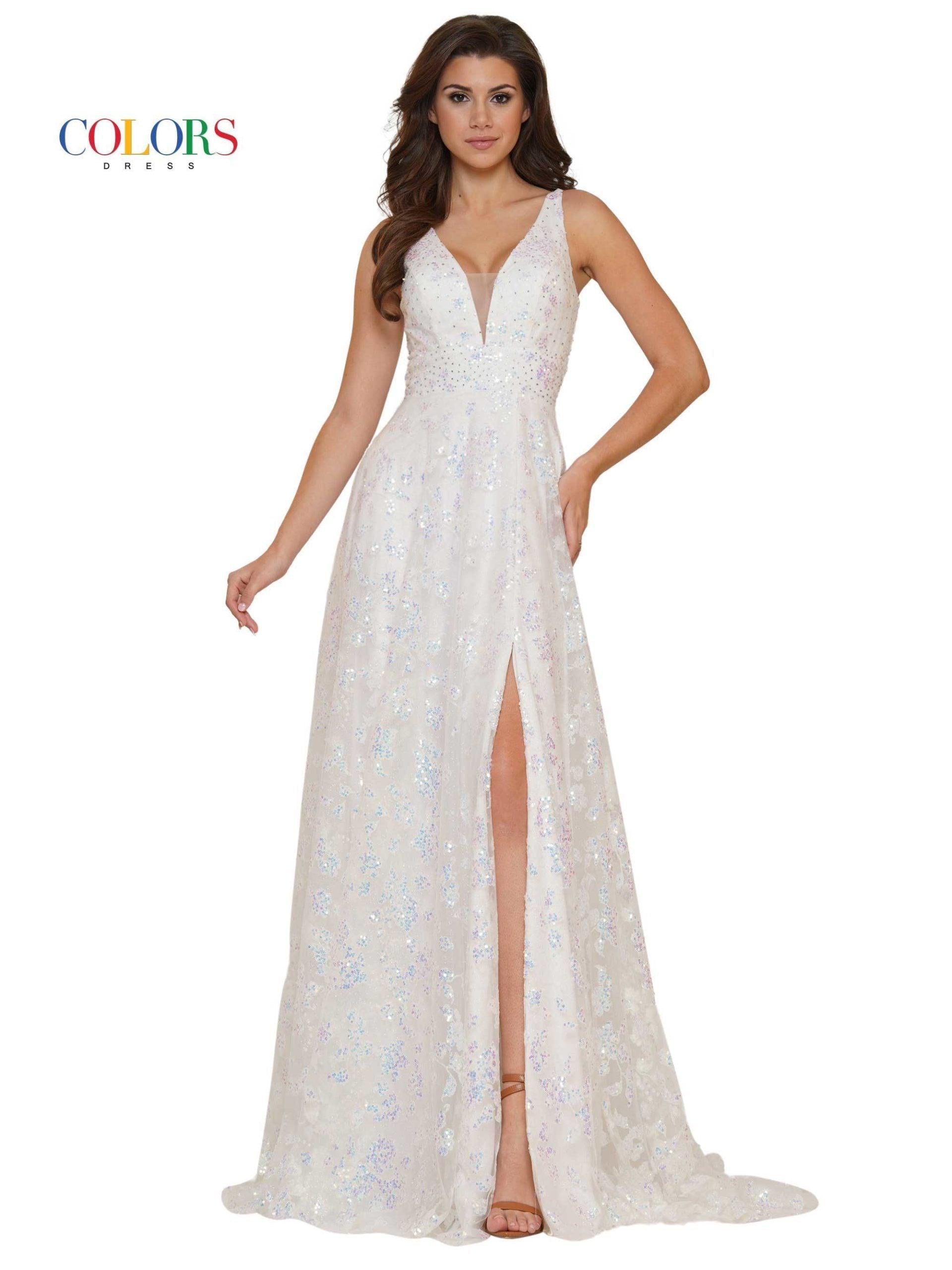 Colors 2742 Colors Long Formal Glitter Mesh Prom Dress