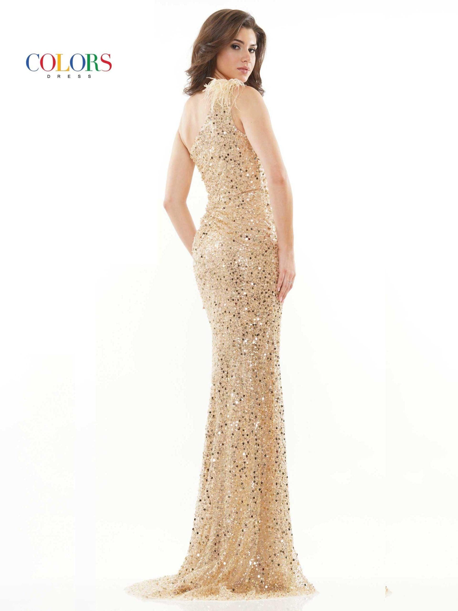 Colors 2729 Colors Long Formal One Shoulder Prom Dress