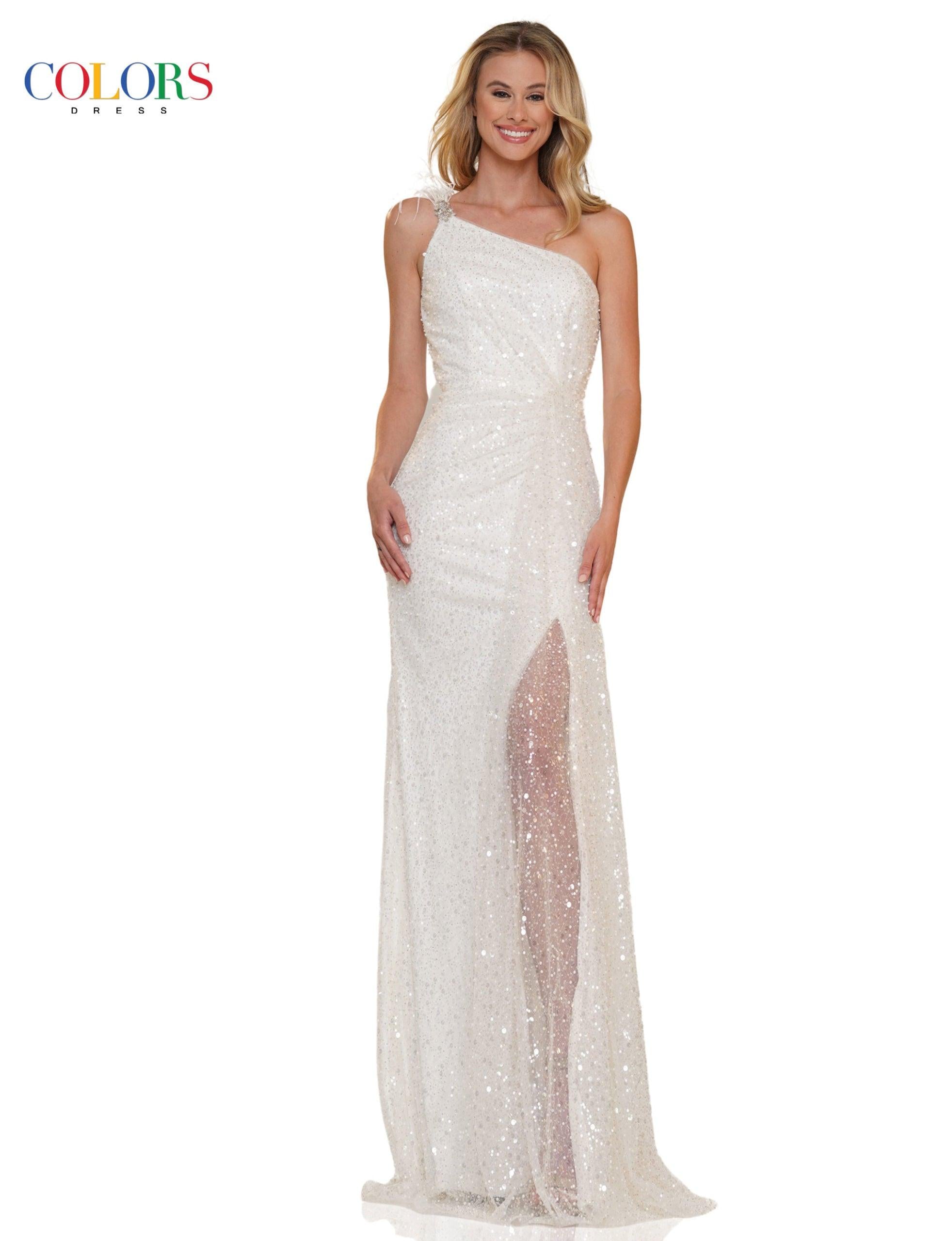 Colors 2729 Colors Long Formal One Shoulder Prom Dress