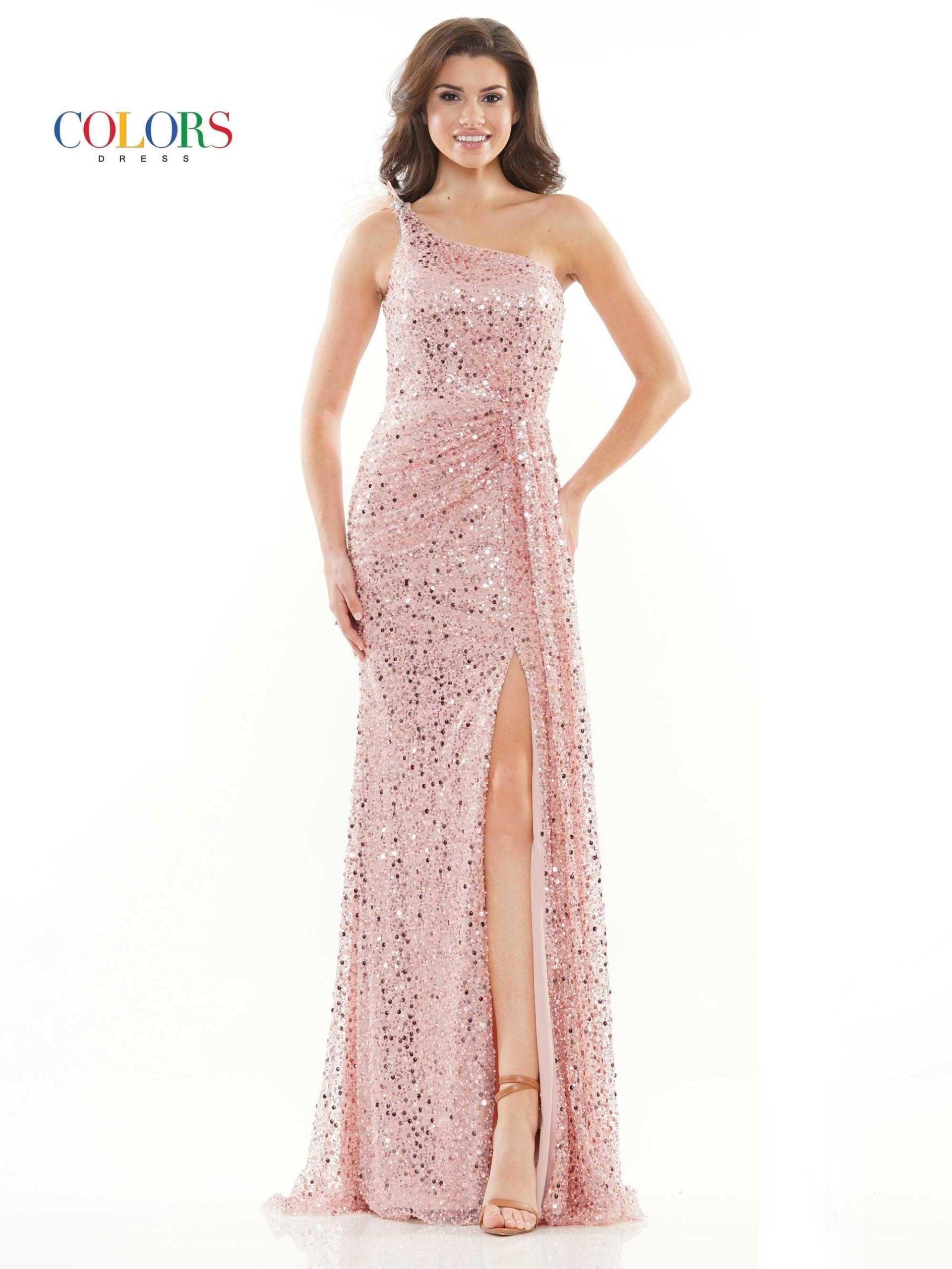 Colors 2729 Colors Long Formal One Shoulder Prom Dress