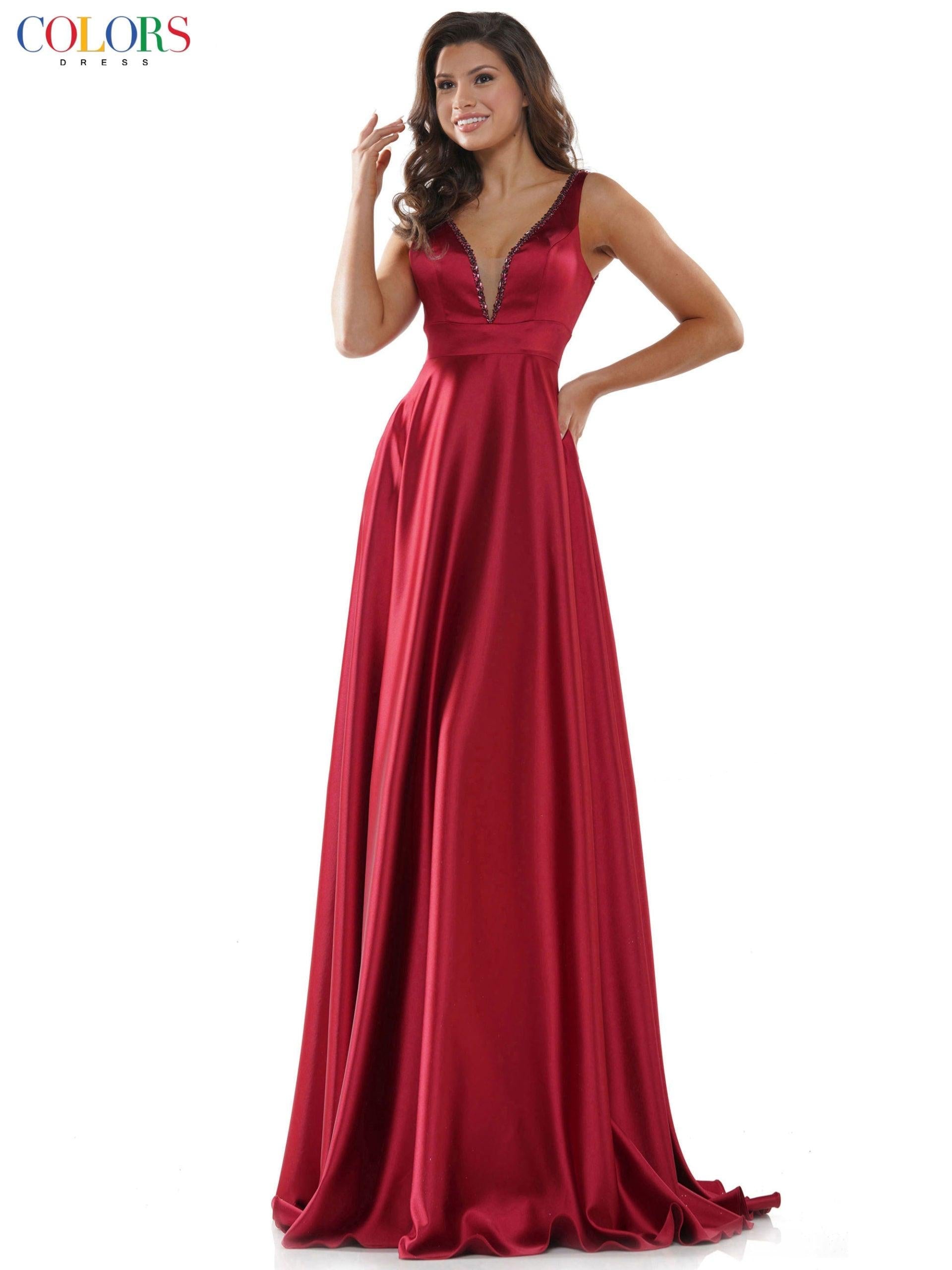 Colors 2578 Colors Long Formal Sleeveless Beaded Prom Gown