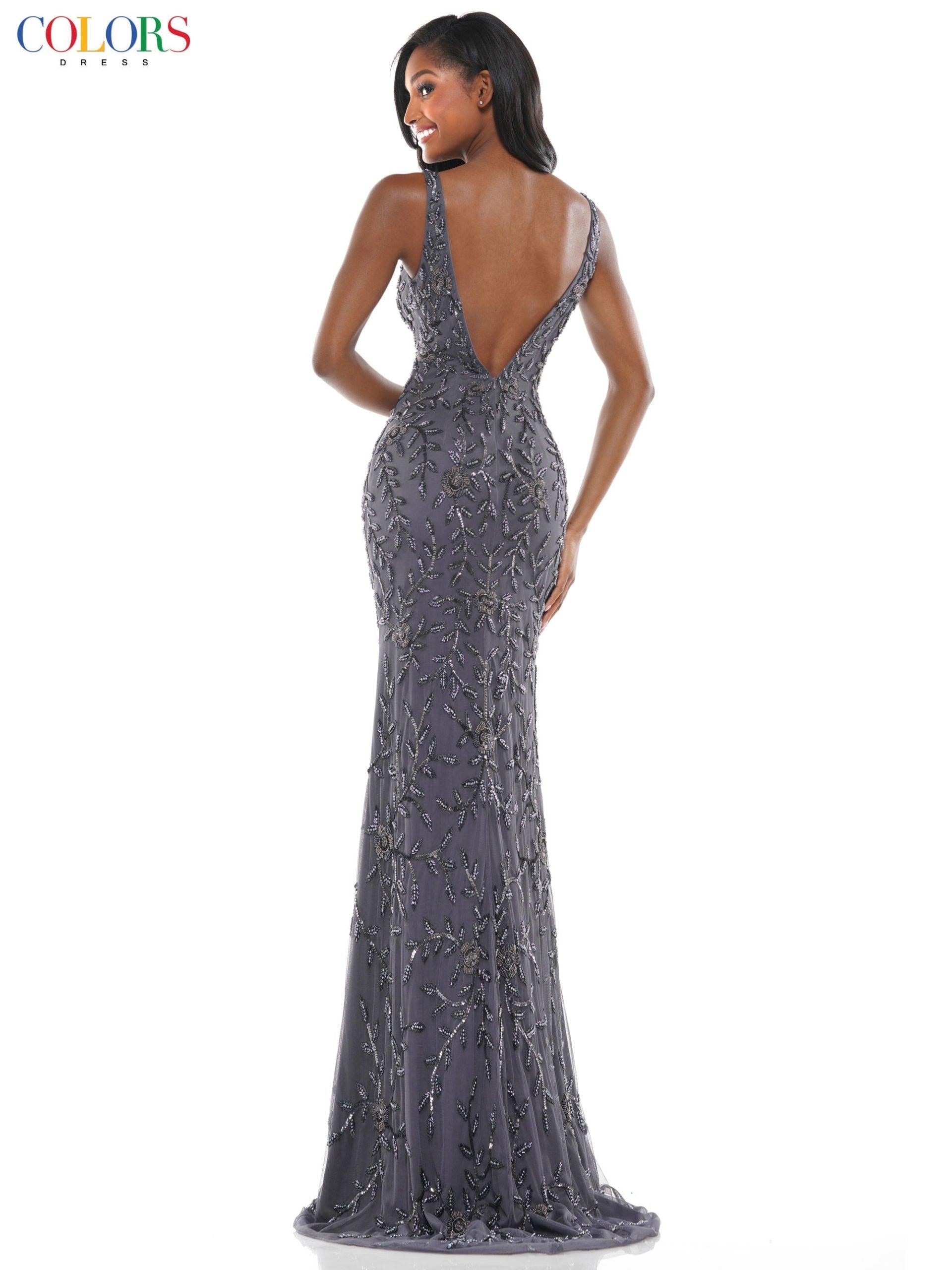 Colors K102 Colors Long Formal Sleeveless Fitted Prom Dress