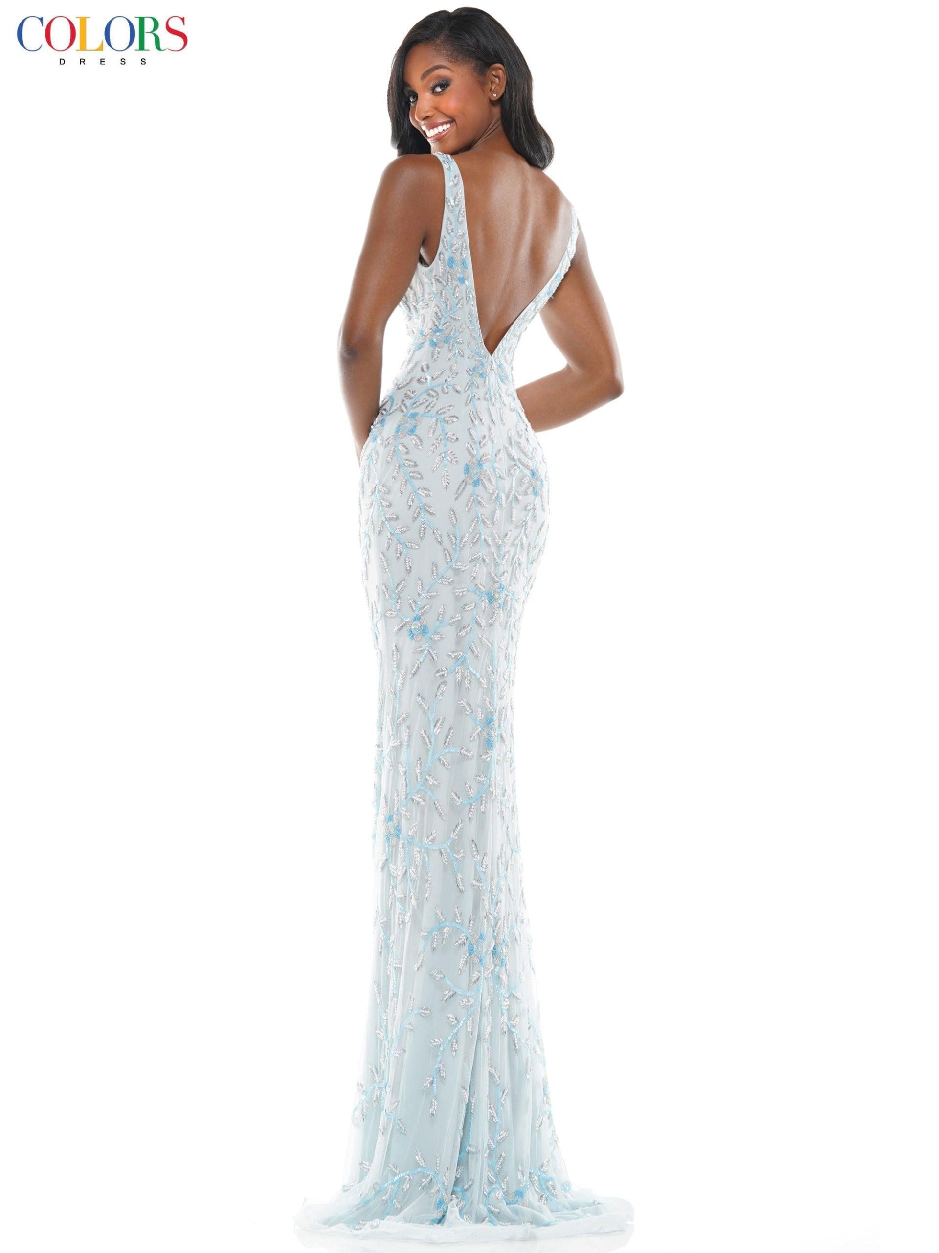 Colors K102 Colors Long Formal Sleeveless Fitted Prom Dress